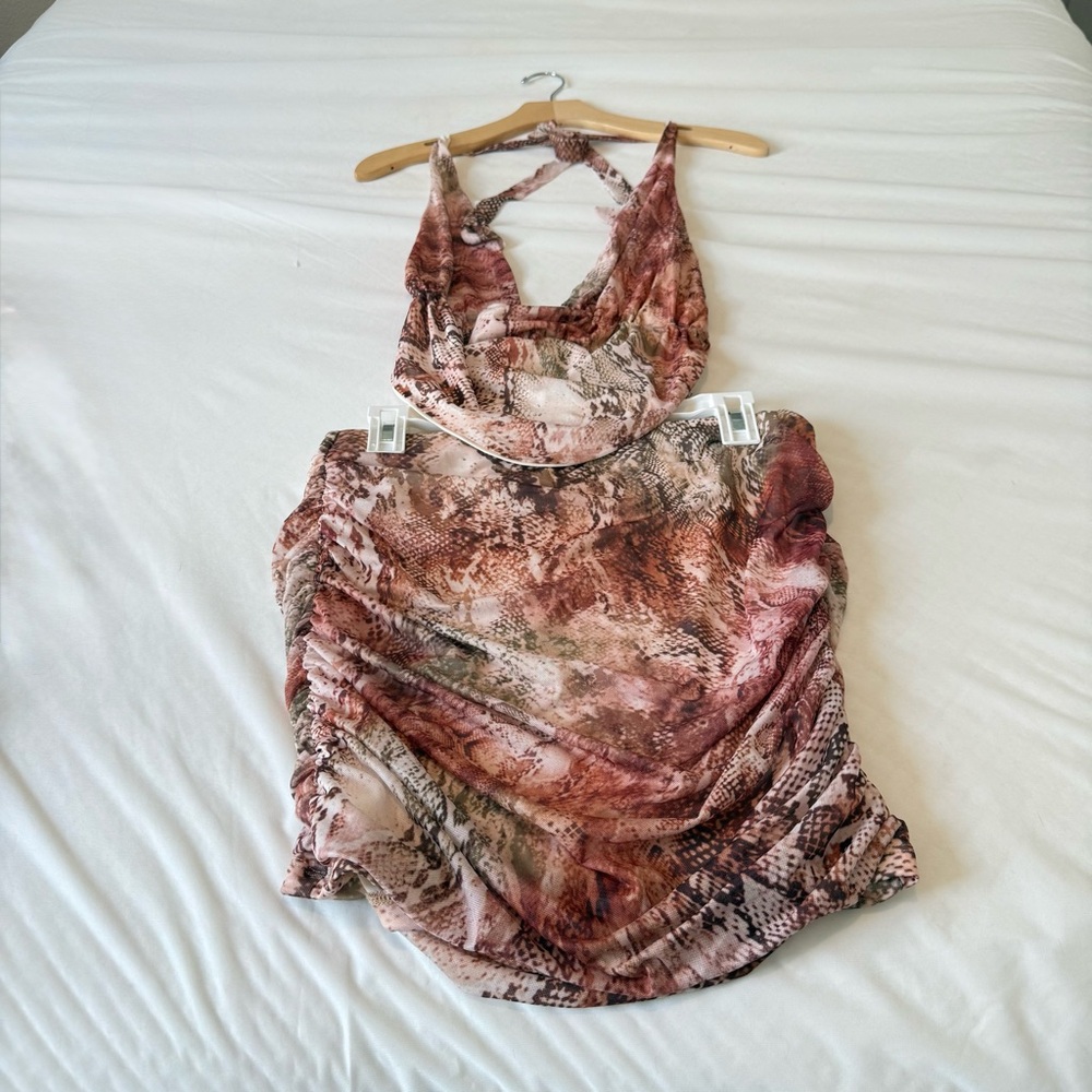 SHEIN Multicolor Snake Print Skirt Set never worn